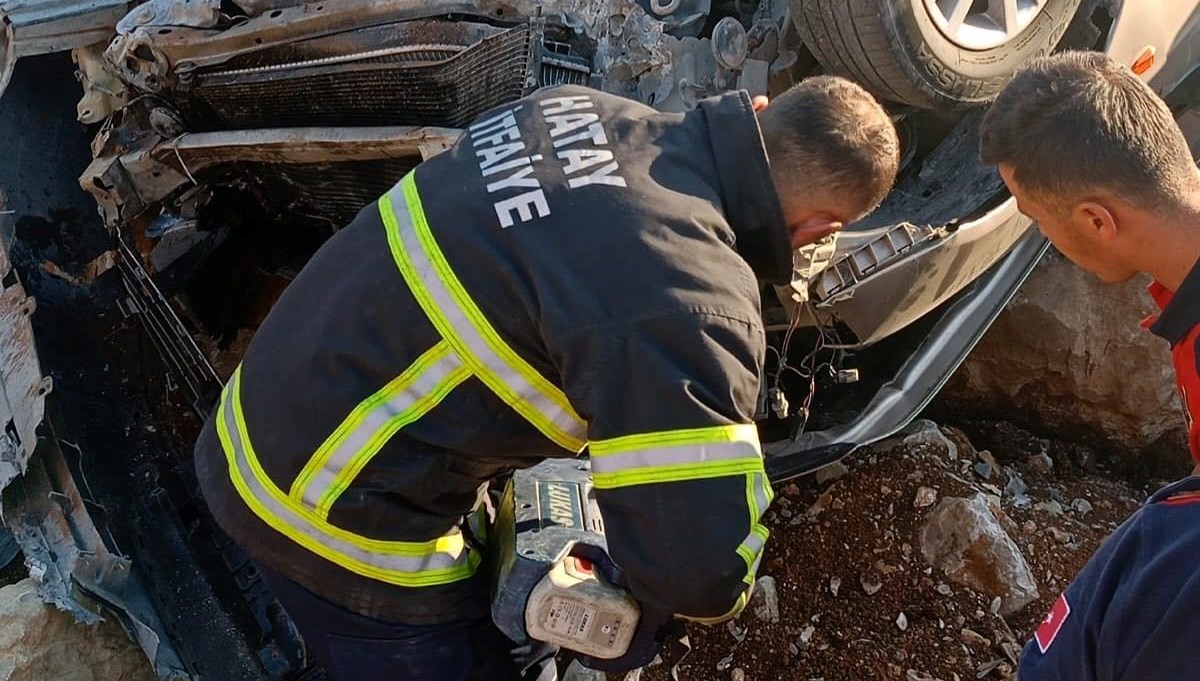 hatayda arac takla atti surucu yaralandi KK7ZDJQM